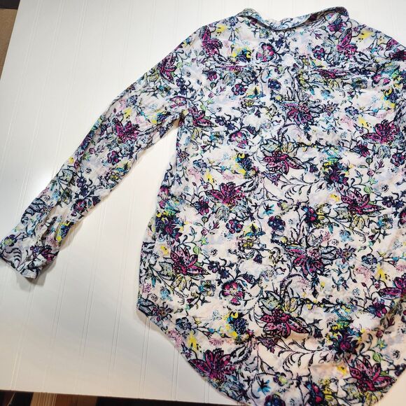 Relativity Medium Long Sleeve Button Up Medium Floral Blouse - Picture 9 of 10